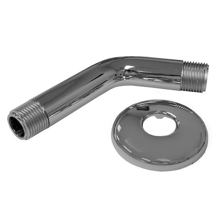 Jones Stephens 1/2in. x 6in. Chrome Plated Plastic Shower Arm and Flange S01049